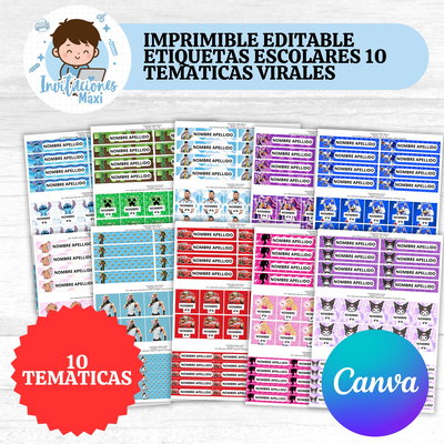 ETIQUETAS Y CARATULAS LISTAS PARA EDITAR 10 TEMATICAS