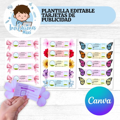 TARJETAS PARA PUBLICITAR TU EMPRENDIMIENTO EDITABLES EN CANVA