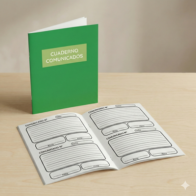 PLANTILLA EDITABLE CUADERNO COMUNICADOS A5 EN CANVA