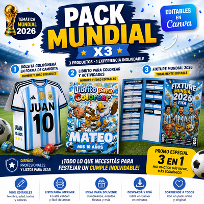 🏆 PACK MUNDIAL 2026 x3 – KIT COMPLETO PERSONALIZABLE