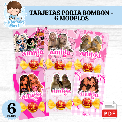 PORTA BOMBONES DÍA DEL AMIGO X6 MODELOS