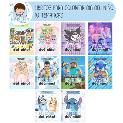 KIT IMPRIMIBLE LIBROS PARA COLOREAR DÍA DEL NIÑO 10 TEMATICAS PDF