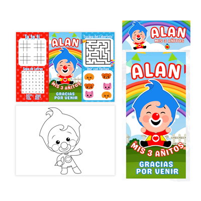 TRIPTICO PERSONALIZADO PAYASO PLIM PLIM PERSONALIZADO PDF LISTO PARA IMPRIMIR