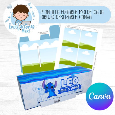 PLANTILLA EDITABLE MOLDE CAJA DIBUJO DESLIZABLE CANVA