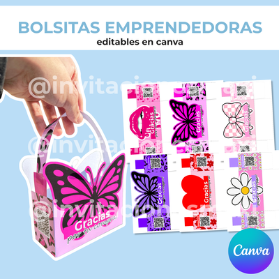 BOLSITAS EMPRENDEDORAS EDITABLES EN CANVA
