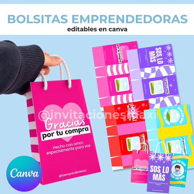 BOLSITAS EMPRENDEDORAS EDITABLES EN CANVA