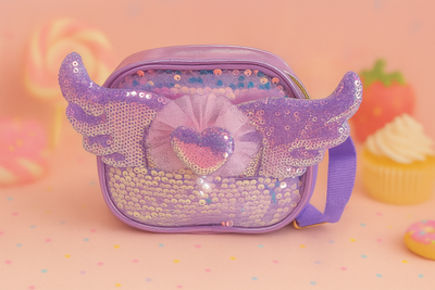 CARTERA ALAS DE LENTEJUELAS MORADO/VIOLETA