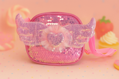 CARTERA ALAS DE LENTEJUELAS ROSA