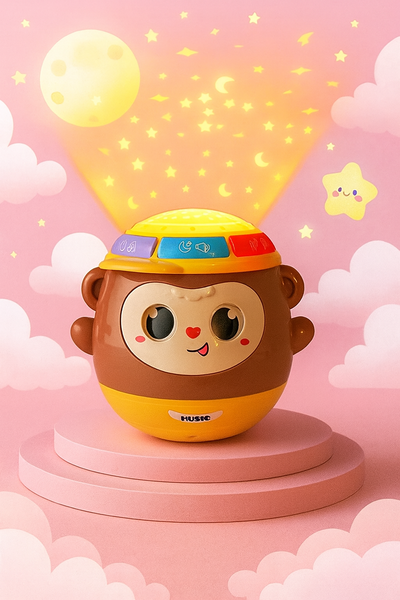 JUGUETE MUSICAL CON PROYECTOR DE MONO MARRÓN