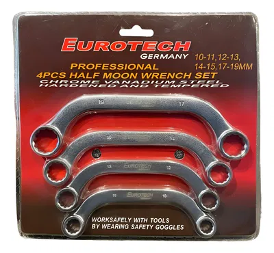 Juego de Llaves Estriadas Curvas Tipo C Eurotech 2650 | 4 Piezas 10 a 19 mm