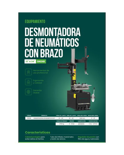 Desmontadora de Neumáticos Brandsteel con Brazo Auxiliar hasta 24” – Uso Profesional