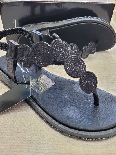 Sandalia Zatz con elástico Negro glitter