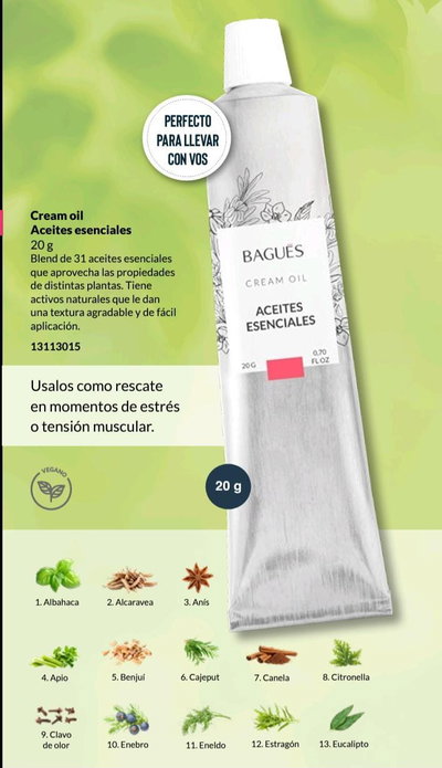 Cream oíl aceite esenciales 20 g.