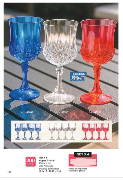 Set x 4 copas cristal 