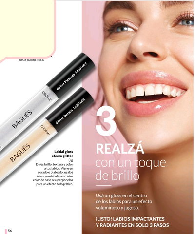 Labial gloss efecto glitter 3ml 