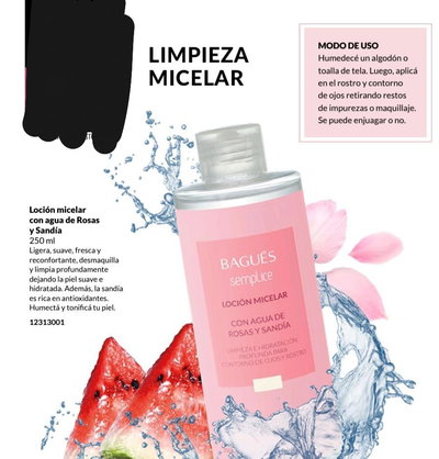 Loción micelar con agua de rosas y sandia 250 ml