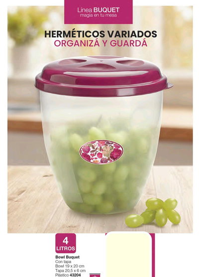 Bowl con tapa 4 litros 