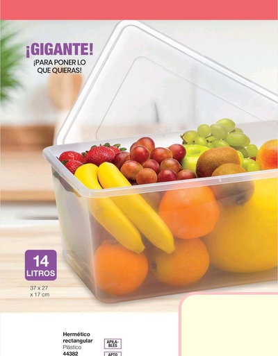 Hermético rectangular 14 litros 