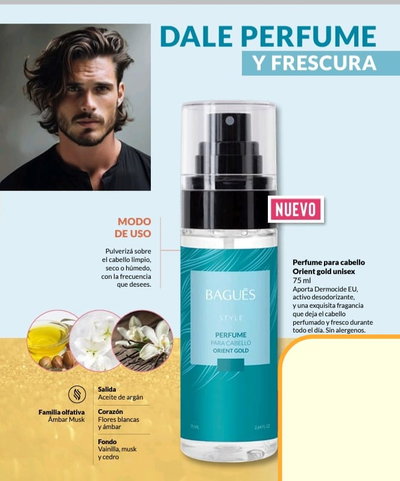 Perfume para el cabello unisex 75 ml.