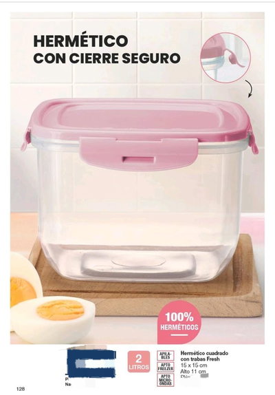 Hermético cuadrado con trabas 2 lts 