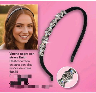 Vincha negra con strass 