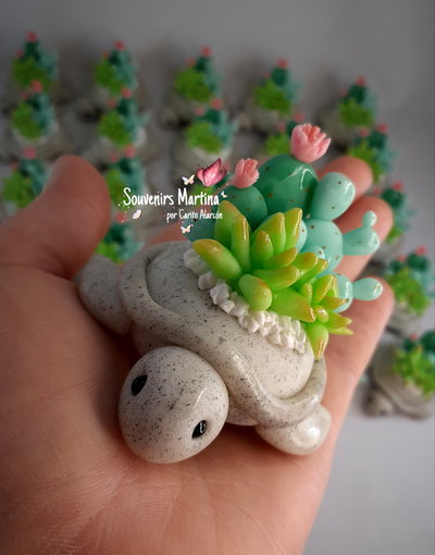 Souvenirs Tortuguita con suculentas (10 unidades)