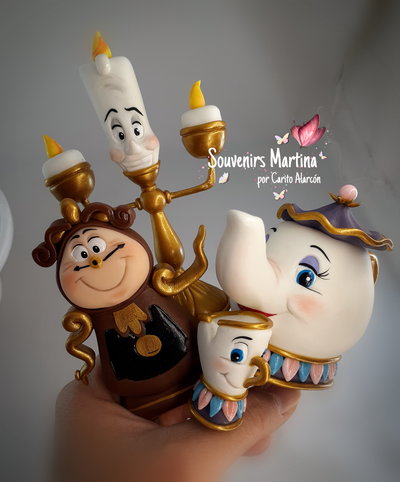 Adorno personajes Bella y bestia x4