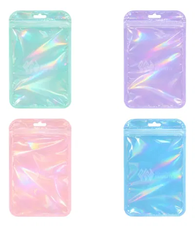 BOLSA C/CIERRE HERMETICO IRIDISCENTE 7X11CM ROSA X50U 