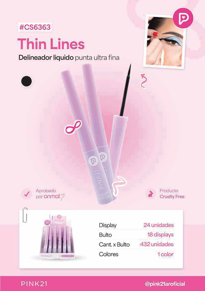 Delineador líquido punta ultra fina Pink 21 #CS6363