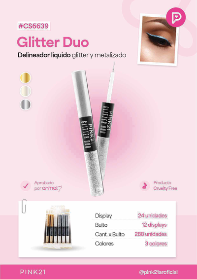 DELINEADOR LIQUIDO GLITTER Y METALIZADO PINK21 CS6639