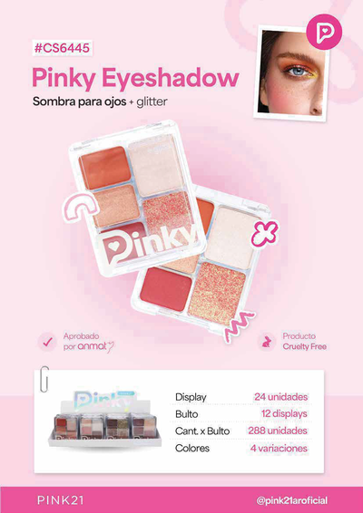 Sombra para ojos + glitter Pink 21 #CS6445