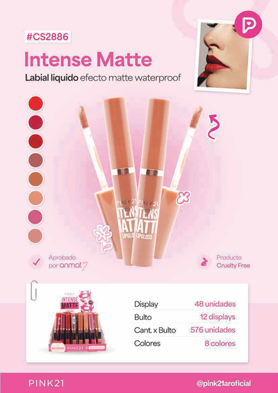 Labial líquido efecto matte waterproof Pink 21 #CS2886