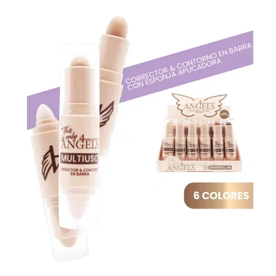 Corrector Y Contorno Stick En Barra 2 en 1 Con Esponja Aplicadora 4 Angels AR1186