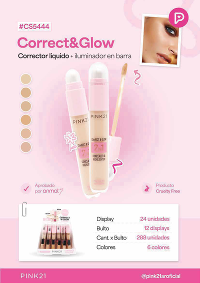 Corrector líquido + iluminador en barra Pink 21 #CS5444