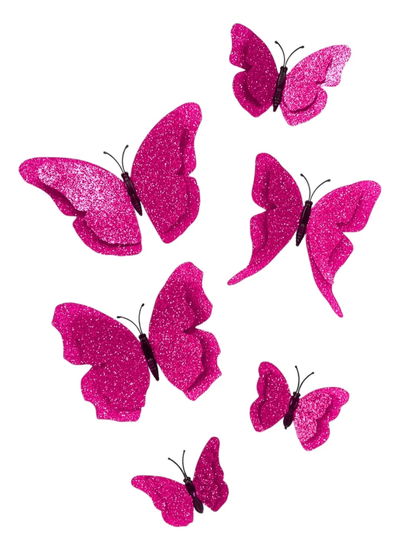 Mariposa 3d x 6 piezas con iman o pegento