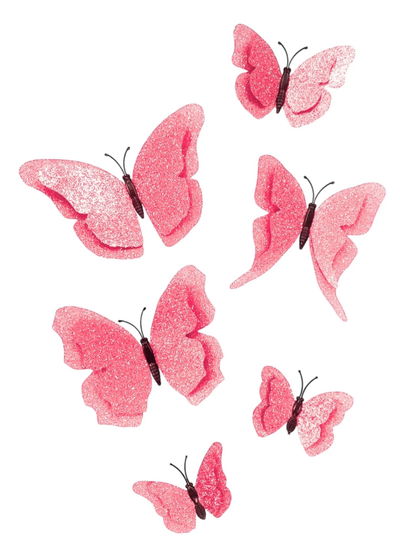 Mariposa 3d por 6 packs de x 6 piezas con iman o pegento