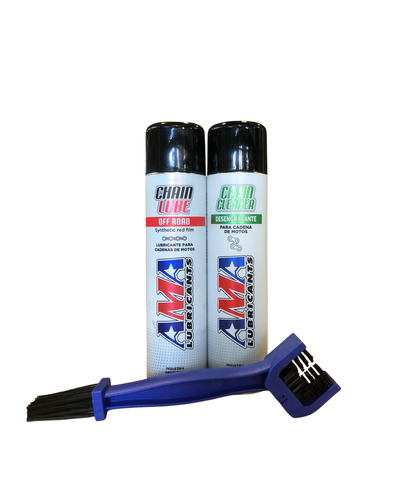 KIT LIMPIEZA CADENA: DESENGRASANTE, LUBRICANTE Y CEPILLO