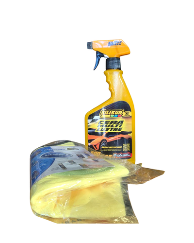 KIT LIMPIEZA Y BRILLO: SILICONA GATILLO SILISUR Y PAÑO MICROFIBRA