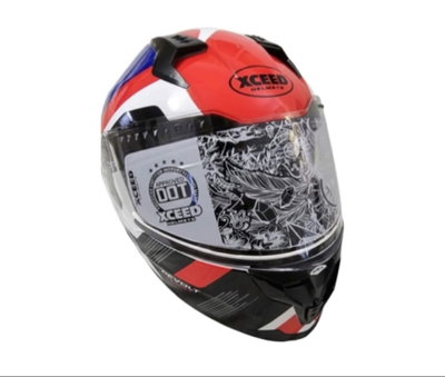CASCO REBATIBLE DOBLEVISOR XCEED STRIKE WHITE RED BLUE