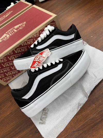 Old skool con plataforma de lona y gamuza