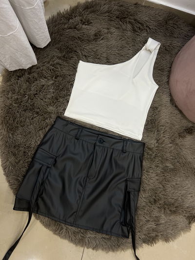 Pollera cargo ecocuero 