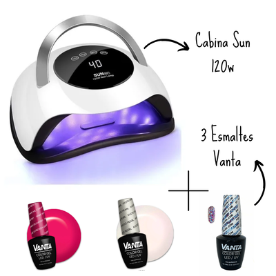 Combo Cabina Sun 120W + 3 Esmaltes Vanta