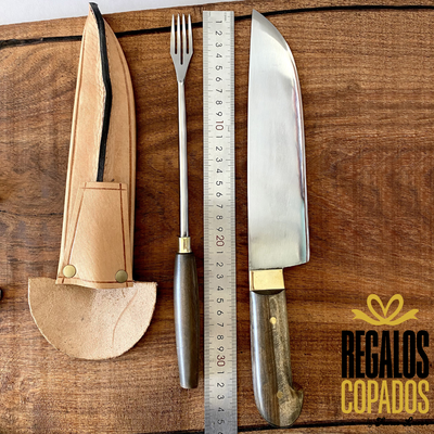 Juego de Cuchilla y Chaira/tenedor Madera N23