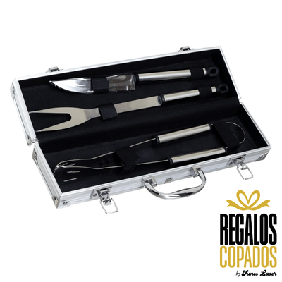Set de asado de 3 piezas con maletín de aluminio