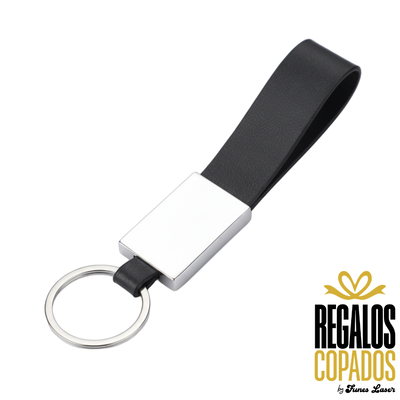 Llavero negro eco cuero premium 