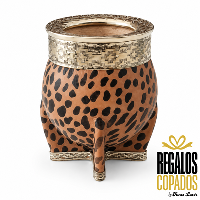 Mate Imperial cuero estampado con base de alpaca.