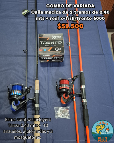 Caña 2,40 mts + Reel XFish Trento 6000 + Accesorios