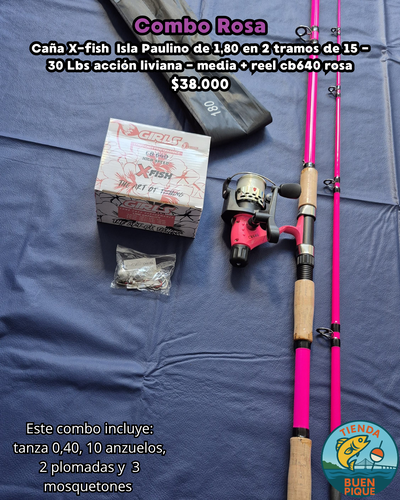 Combo Rosa 1,80 mts (Caña Hueca 30 libras) (Para Variada)