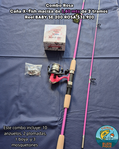 Combo de Pesca Rosa Economico