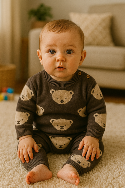 🧸✨ Conjunto “Osito Soñador” tejido a tono